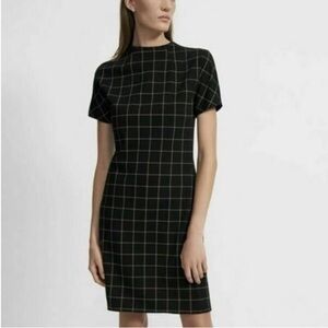 Theory Rijik Structured Patterned Windowpane Dress Black White Size 4
